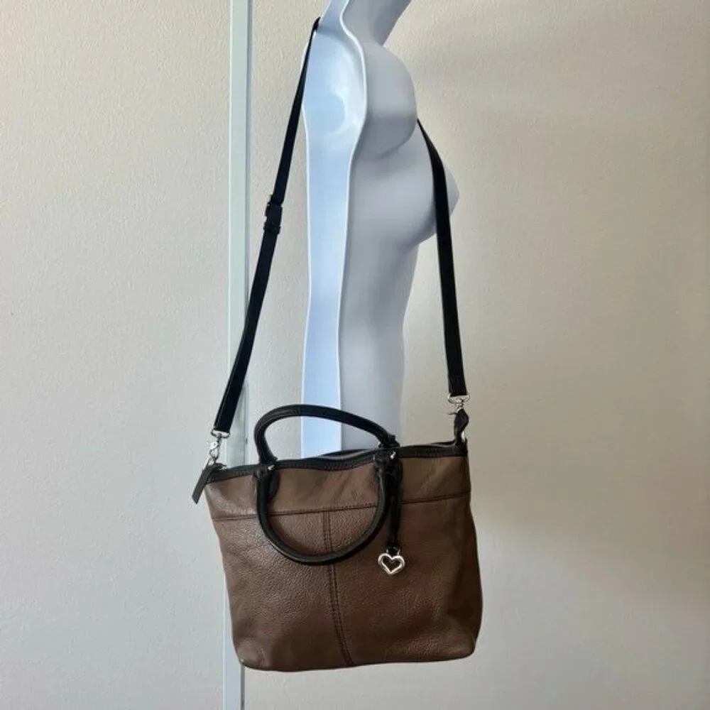 Brighton Sullivan Bag Leather Two Tone Color Block Crossbody Boho Retro Normcore - Picture 6 of 12
